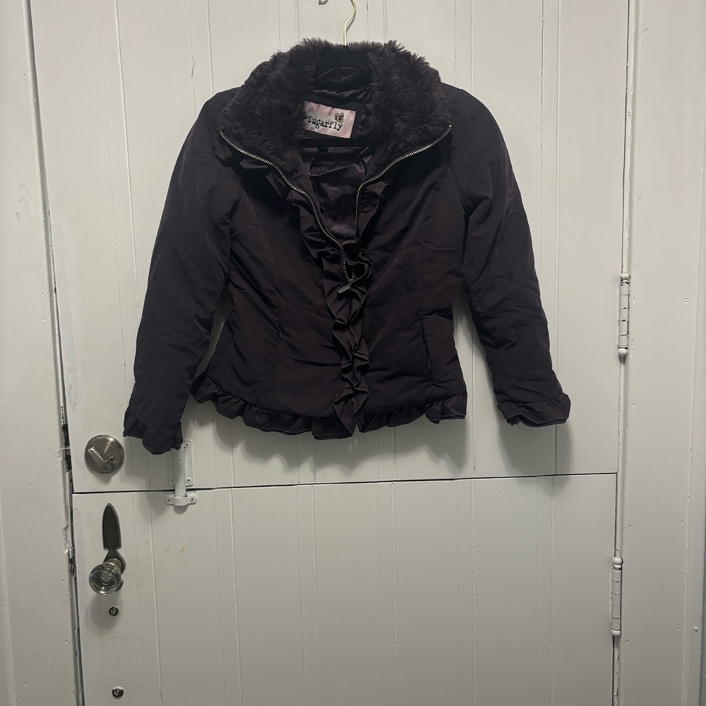 Girls Purple Ruffled Jacket